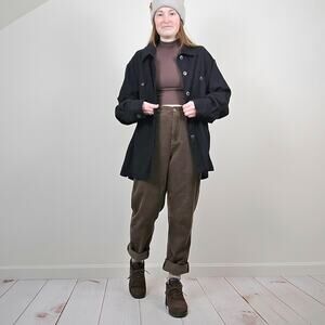 Vintage Y2K Corduroy Flannel Shacket Black Medium